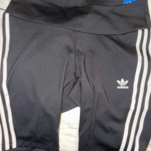 Adidas women Black Leggings with White Stripes
